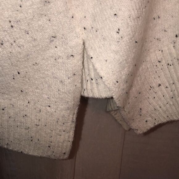 LOFT M Knit Poncho Turtleneck Sweater Ivory Black Specks - Picture 7 of 12
